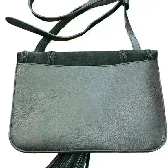 CURATIONS Woven Flap Gold Studded Leather Crossbody purse - Picture 2 of 7